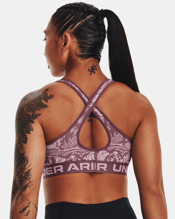 Bra deportivo Armour® Mid Crossback Printed para mujer, Purple, pdpMainDesktop image number 1
